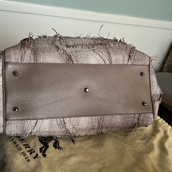 Authentic Burberry Prorsum Garden party raffia bag taupe with plaid pattern rare - Picture 16 of 16